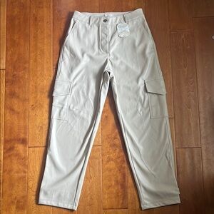 Altar’d State Women’s Cream Cargo Faux Leather Pants Size M Grunge Edgy Casual